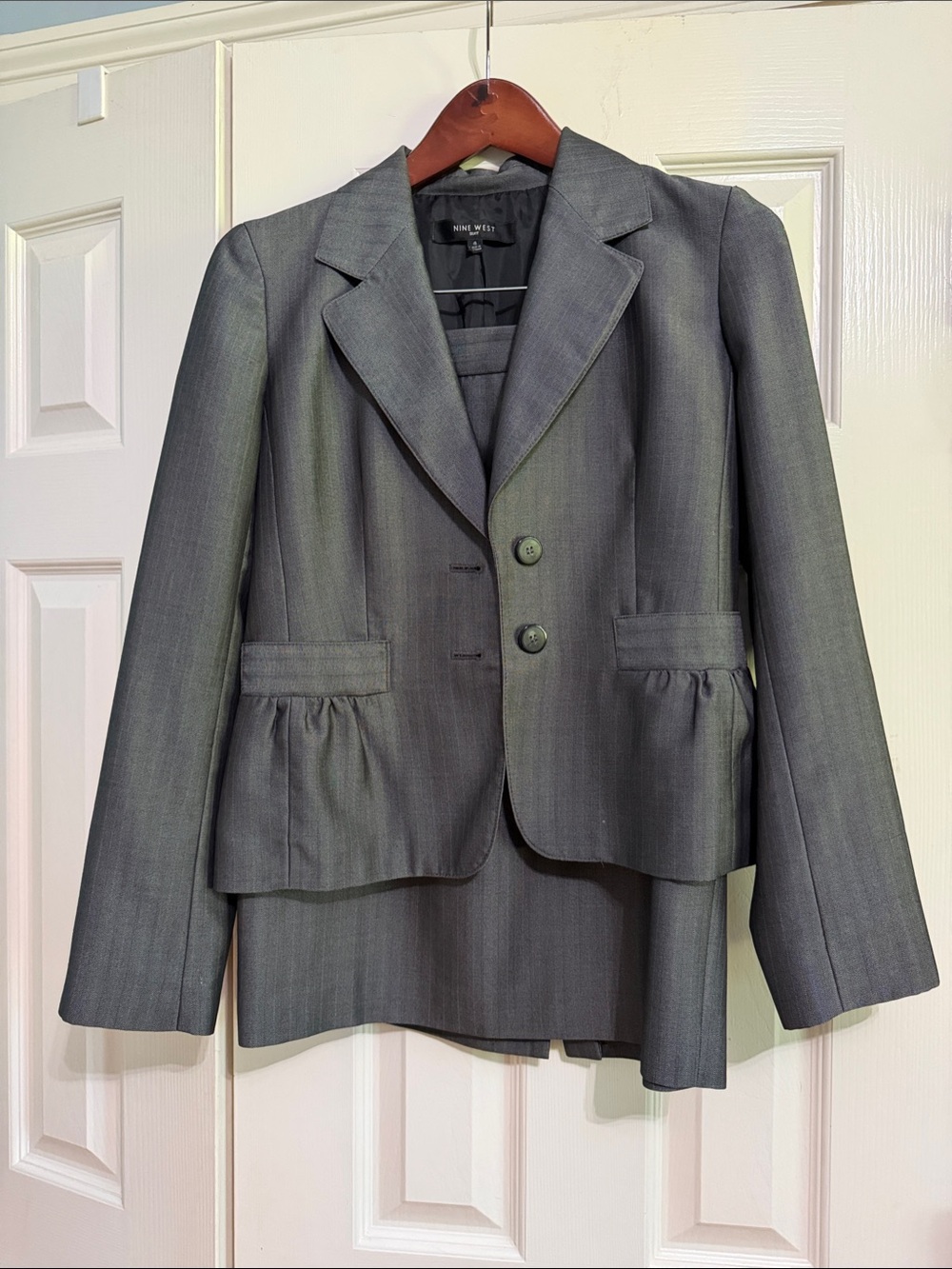 Nine West Charcoal Gray Women's Peplum Blazer